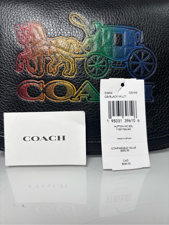 Coach Handbags - Coach🌈 Pride Black Pebble Leather Shoulder Bag w/ Rainbow Coach Carriage EUC